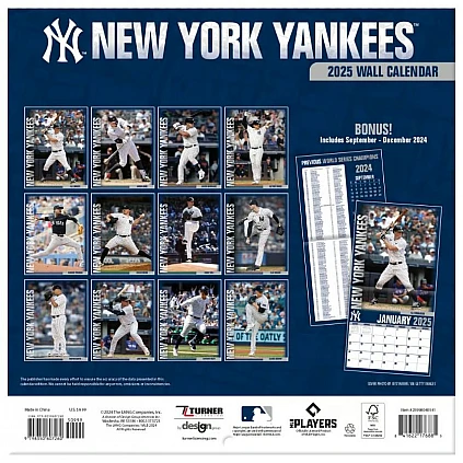 MLB New York Yankees 2025 Wall Calendar