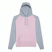 Sudadera con capucha en contraste: rosa bebé / gris jaspeado