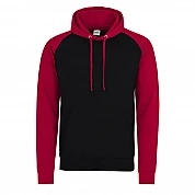 Sudadera con capucha en contraste: negro -rojo