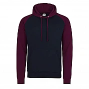 Sudadera con capucha en contraste: azul marino/burgundy
