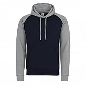 Sudadera con capucha en contraste: azul marino/grisjaspeado