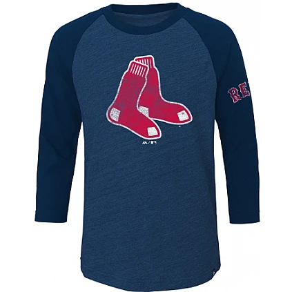 Maglietta vintage con maniche a 3/4 dei Red Sox, giovani