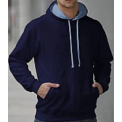 Hooded Sweater 2 Color: Navy/Columbian Blue
