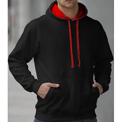Hooded Sweater 2 Color: Black/Red