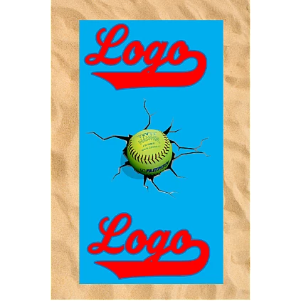 Asciugamano da spiaggia Club All-Over: Cracked Softball