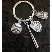 Sleutelhanger Zilver: Handschoen, knuppel, bal, pet