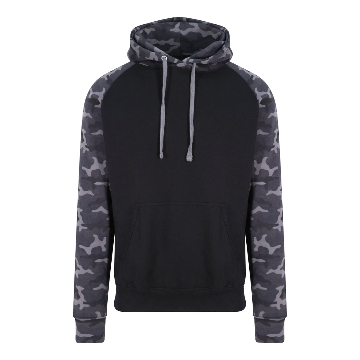 Felpa con cappuccio a contrasto: Nero Camo