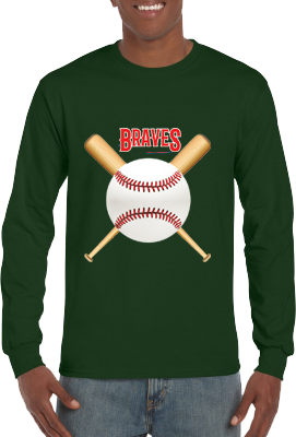Club T-Shirt, Long Sleeve: Crossed Bats