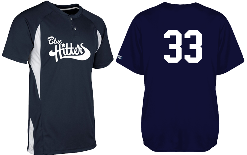 Blue Hitters Jersey, 2-Button: Flatback Mesh