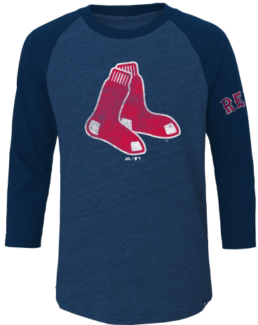 Maglietta vintage con maniche a 3/4 dei Red Sox, giovani