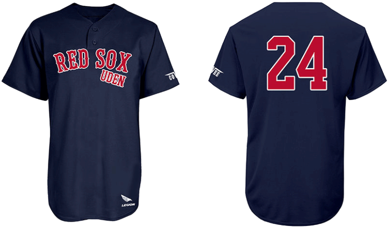 Uden Red Sox Shirt, 2 Knoopjes: Flatback Mesh