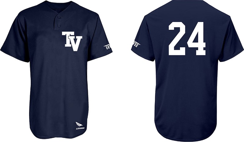 Terrasvogels Baseball Shirt, 2 Knoopjes: Flatback Mesh