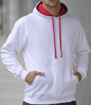 Hooded Sweater 2 Color: White/Hot Pink