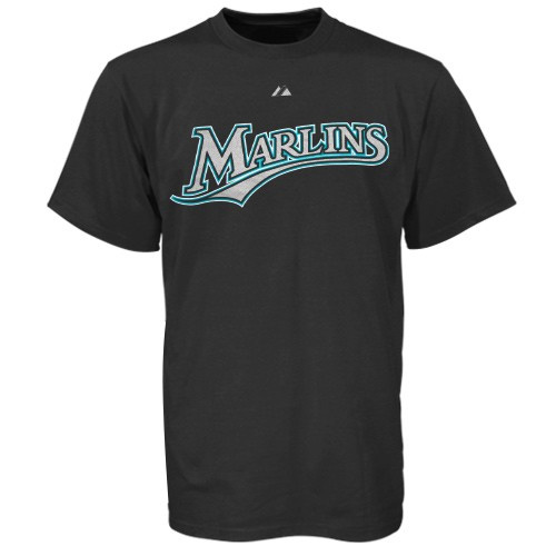 Maglietta Wordmark Marlins, Giovane, nero